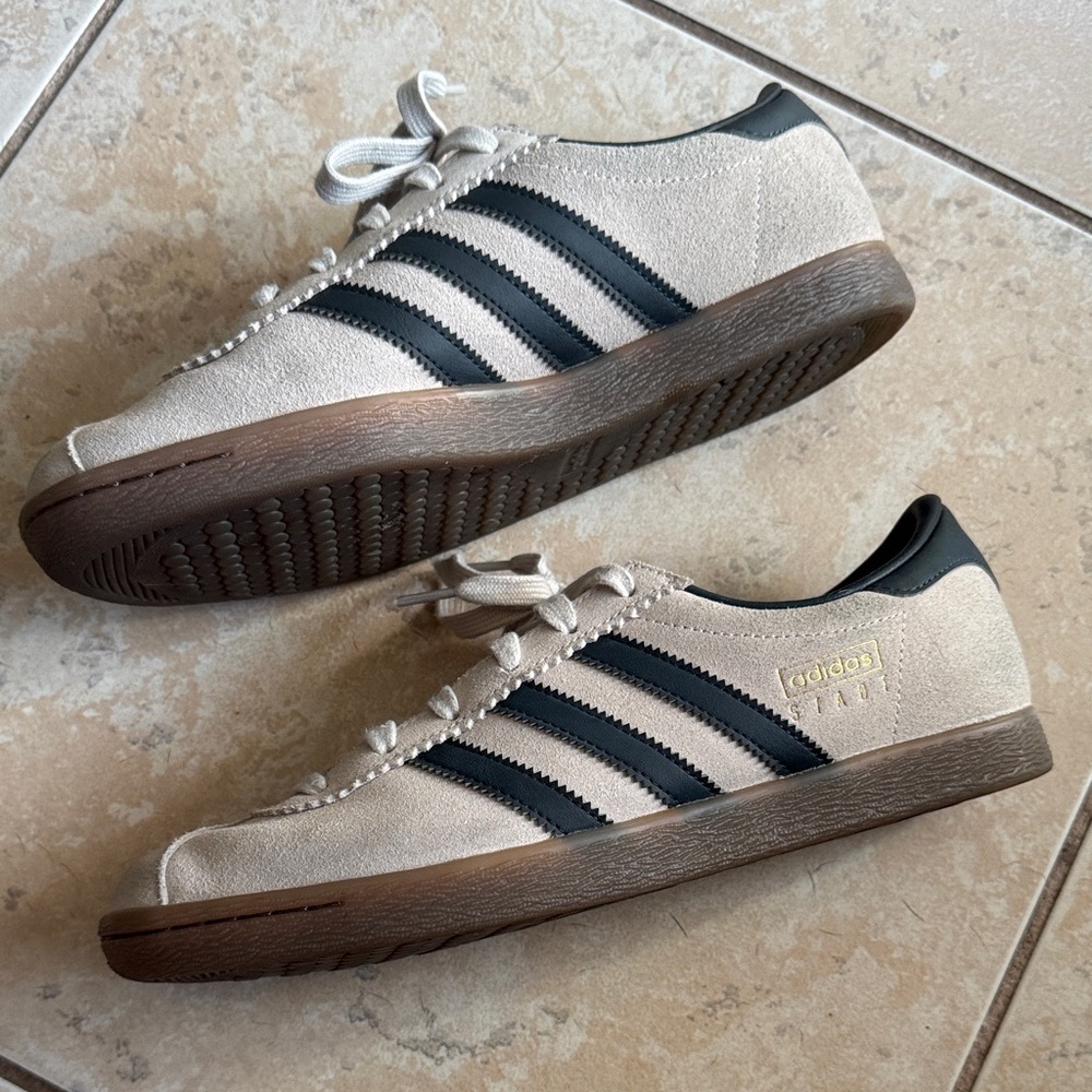 Adidas Cream and Navy Sneakers